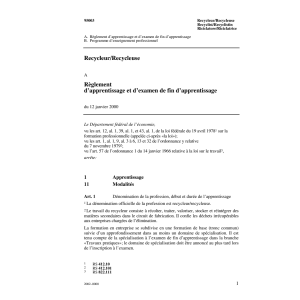 Recycleur / Recycleuse Réglement