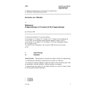 R apprentissage, Serrurier sur véhicules