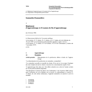 R d'apprentissage, Sommelier/Sommelière