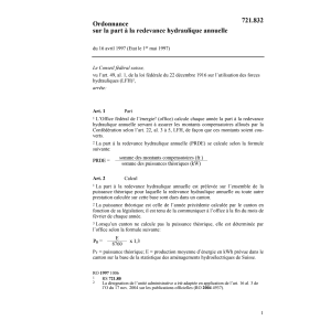 O sur la part à la redevance hydraulique