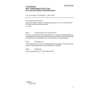 V Anpassungen schweiz. Nationalstrassen