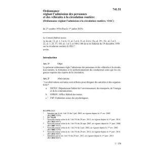 O admission circulation routière, OAC