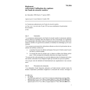R capitaux du Fonds sécurité routière
