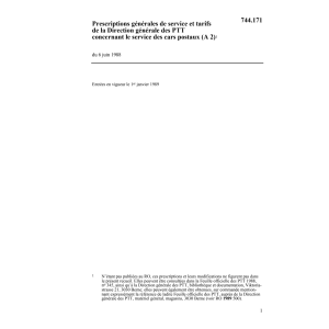 Prescriptions génér. service / tarif PTT