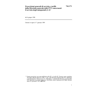 Prescrizioni gener. servizio/tariffe PTT