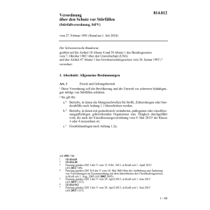 V Schutz von Störfällen, StFV