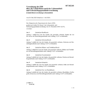 Länderlistenverordnung Lebensmittel EDI