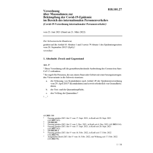 V (Covid-19) internat. Personenverkehr