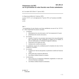 O DFI prestations de soins fournies