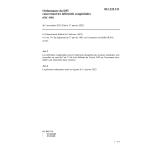 O DFI infirmités congénitales (OIC-DFI)