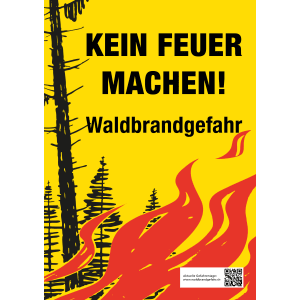 Kein Feuer machen! Waldbrandgefahr, gelb