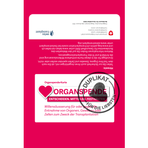 Organspende-Karte und Broschüre