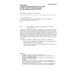 O aide alimentaire, accord intern. blé