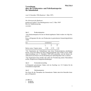 V Fabrikantenpreise für Inlandtabak