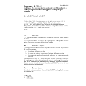 O OSAV peste porcine afric. en Rép. tch.