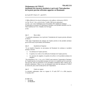O l'OSAV prév. intr. peste porc. en Rum.