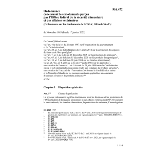 O émolument Office vétérinaire féd OEVET