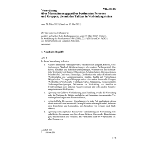 Verordnung Massnahmen gegenüber Taliban