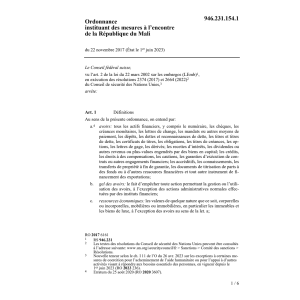 O  mesures à l'encontre République Mali