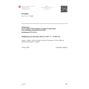 Erratum O marché du travail (PLASTA)