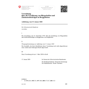 V Bürgschaften Aufhebung vom 15.01.20