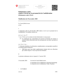 O Ordonnance-cadre LPers Mod. 18.11.2020