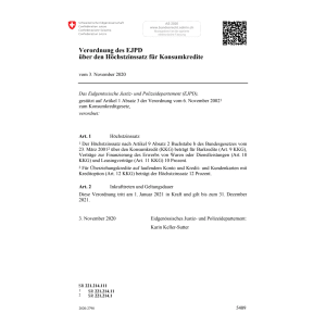 V EJPD Höchstzinssatz Konsumkredite