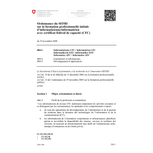 O SEFRI formation profess. informaticien