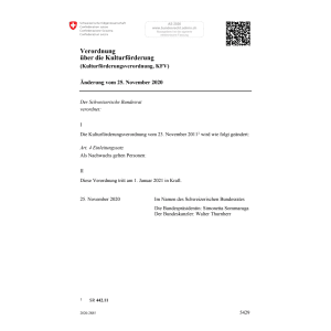 V Kulturförderung (KFV) Änd. 25.11.2020