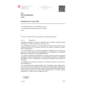 Loi sur les épizooties Mod. 19.6.20