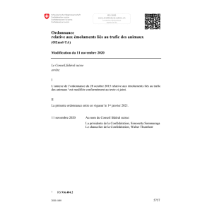 O émoluments trafic animaux Mod 11.11.20