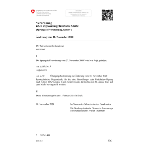 Sprengstoffv. Änd. 18.11.2020