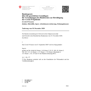 COVID-19 Gesetz Sport Änd. 18.12.20