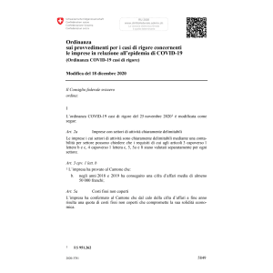 O COVID-19 casi di rigore Mod. 18.12.20