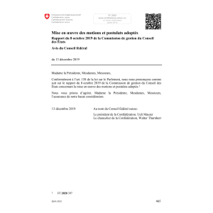 Motions et postulates - Avis du CF