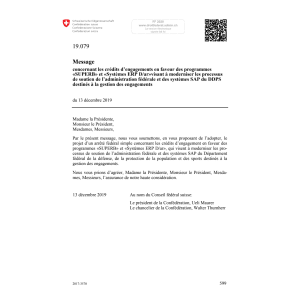 M crédits d’engagements DDPS 19.079