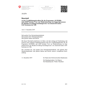 BO Verpflichtungskrediten VBS 19.079