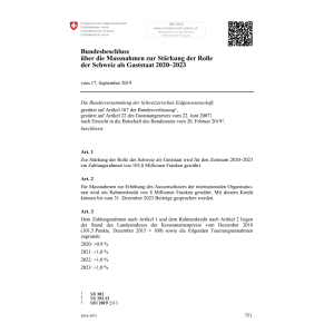 BB Stärkung Rolle Schweiz als Gaststaat