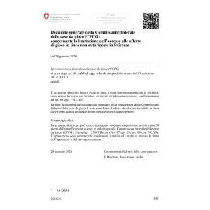 DG Comm. fed. case gioco limitazione acc