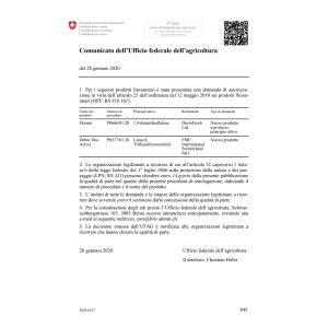 Comunicato Ufficio fed. agricoltura
