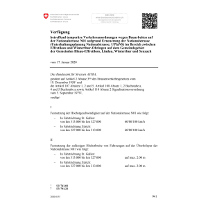 Verf. Verkehrsanordnung Bauarbeiten N01