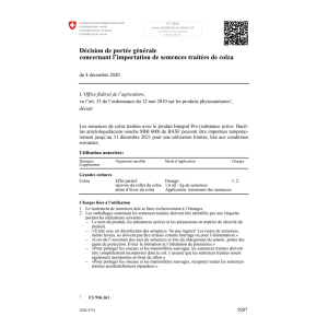 DPG import. semences traitées colza