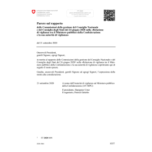 Parere sul rapporto Commissioni gestione