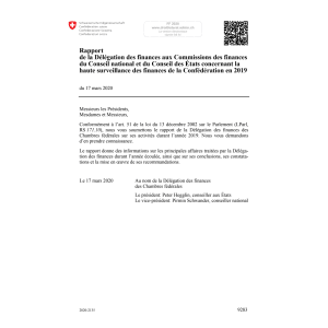 Rapport finances de Confédération 2019