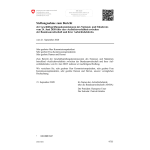 Stellungnahme Bericht Geschäftsprüfung.