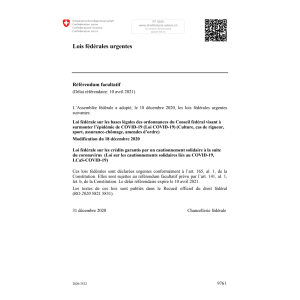 Lois fédérales urgentes