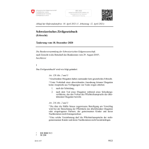 Schweiz. ZGB Erbrecht Änd. 18.12.20