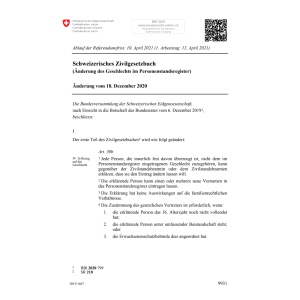 Schweiz. ZGB Pers.stand.reg Änd 18.12.20