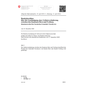 BB Gebietsveränderung Bern Freiburg