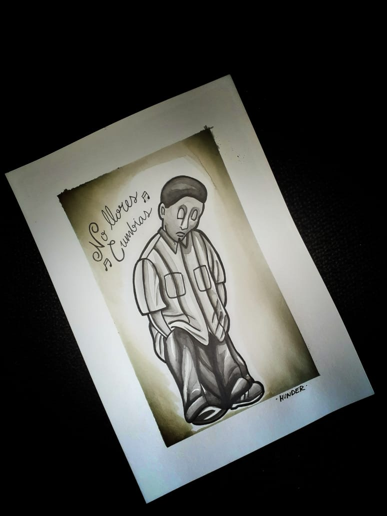 "No llores cumbias" acuarela sobre fabriano